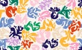 Abstract seamless pattern colorful doodle shape. Creative minimalist style art background, modern design with basic shapes.