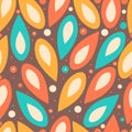 Abstract seamless pattern. Colorful leaves and dots. hand drawn vector illustration