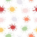 Abstract seamless pattern with colorful paint splashes white background. Royalty Free Stock Photo