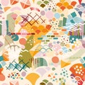 Abstract seamless pattern with colorful stains and dots