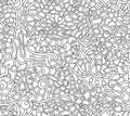 Abstract, seamless pattern of contours of different shapes.