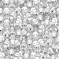 Abstract seamless pattern with lots of animals in Scandinavian style, coloring page