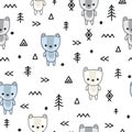 Abstract seamless pattern with cute bears for kids. Modern stylish texture. Trendy hand drawn background