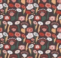 Abstract seamless pattern with cute floral elements