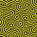 abstract seamless pattern, 3d balls in a black and yellow stripe in different projections, background Royalty Free Stock Photo