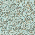 Abstract seamless pattern with 3d golden glittering acrylic paint round spiral circles on pastel green background Royalty Free Stock Photo