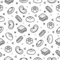 Abstract Seamless Pattern Doodle Collection Bread Bun Bakery Logo Vector Symbol Icon Design