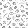 Abstract Seamless Pattern Doodle Collection Bread Bun Bakery Logo Vector Symbol Icon Design