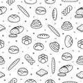 Abstract Seamless Pattern Doodle Collection Bread Bun Bakery Logo Vector Symbol Icon Design