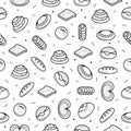 Abstract Seamless Pattern Doodle Collection Bread Bun Bakery Logo Vector Symbol Icon Design