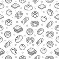 Abstract Seamless Pattern Doodle Collection Bread Bun Bakery Logo Vector Symbol Icon Design