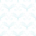 Elegant pastel blue thin line damask seamless pattern on white. Royalty Free Stock Photo