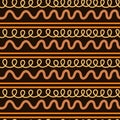 Abstract seamless pattern, endless texture of orange wavy lines on dark background