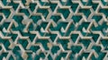 Seamless geometric pattern with 3D beige blocks on teal background Royalty Free Stock Photo