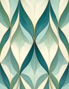 Abstract Seamless Pattern Featuring Geometric Leaf Shapes in Teal and Beige Royalty Free Stock Photo