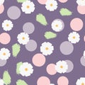 Abstract seamless pattern with flowers, round shapes, brushstrokes. Royalty Free Stock Photo