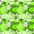 Abstract seamless tile pattern with fluid forms in modern ufo green color