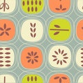 Abstract seamless pattern of fruits. Retro Scandinavian style.