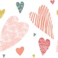 Abstract seamless pattern funny holiday hearts on a light background