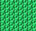 Abstract seamless pattern of geometric cubes. Green color. 3D vector background. Royalty Free Stock Photo