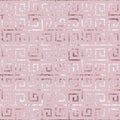 Abstract seamless pattern. Geometric greek background. Rose gold marble with effect foil. Repeated greece design for prints. Repea