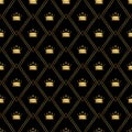 Abstract seamless pattern with golden crowns. Luxury background design. Modern stylish texture.Vector illustration. Used for wallp