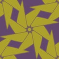 Abstract seamless pattern golden rotating stars on a purple background