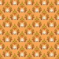 Abstract seamless pattern of green, brown and white curly elements. Beautiful oriental print, vector