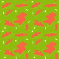 Abstract seamless pattern in green and coral colors