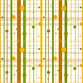 Abstract seamless pattern. Green and yellow grid pattern. Grid pattern with dots of different diameters. Design for