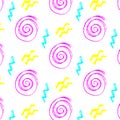 Abstract seamless pattern. Hand-drawn background. Spirals, waves, zigzags on a white background. Design for postcards Royalty Free Stock Photo