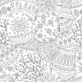 Abstract seamless pattern with hand drawn doodles easter eggs