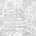 Abstract seamless pattern with hand drawn doodles easter eggs