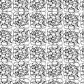 Abstract seamless pattern of hand drawn elements in black on white background