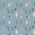 Abstract seamless pattern with horns and triangles in pastel colors. Background for wallpaper, design, wrapping paper, posters Royalty Free Stock Photo