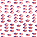 Abstract seamless pattern for Independence Day USA with lips and American flag. Pattern for T-shirts, fabrics, textiles, wrapping