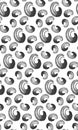 Abstract seamless pattern like shells oysters. Grunge style, black and white.