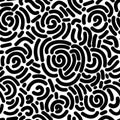 Abstract seamless pattern with lines ornament, labyrinth, mosaic geometric ornament. Hand drawn smooth round strokes