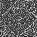 Abstract seamless pattern with lines ornament, labyrinth, mosaic geometric ornament. Hand drawn smooth round strokes