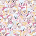 Abstract seamless pattern with lots of animals in Scandinavian style Royalty Free Stock Photo