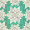 Abstract seamless pattern of luxury mandala with floral elements. Decorative vintage ornament on turquoise background. Ethnic Royalty Free Stock Photo