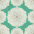 Abstract seamless pattern of luxury mandala with floral elements. Decorative vintage ornament on turquoise background. Ethnic Royalty Free Stock Photo