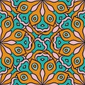 Abstract seamless pattern with mandala flower. Mosaic, tile, polka dot