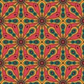 Abstract seamless pattern with mandala flower. Mosaic, tile, polka dot