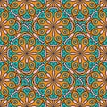 Abstract seamless pattern with mandala flower. Mosaic, tile, polka dot