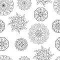 Abstract seamless pattern of mandalas Royalty Free Stock Photo