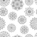 Abstract seamless pattern of mandalas Royalty Free Stock Photo