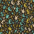 Abstract seamless pattern with money