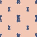 Abstract seamless pattern with navy blue doodle bones ornament. Light pink background. Cute design Royalty Free Stock Photo