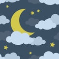 Night Moon Seamless Pattern Royalty Free Stock Photo